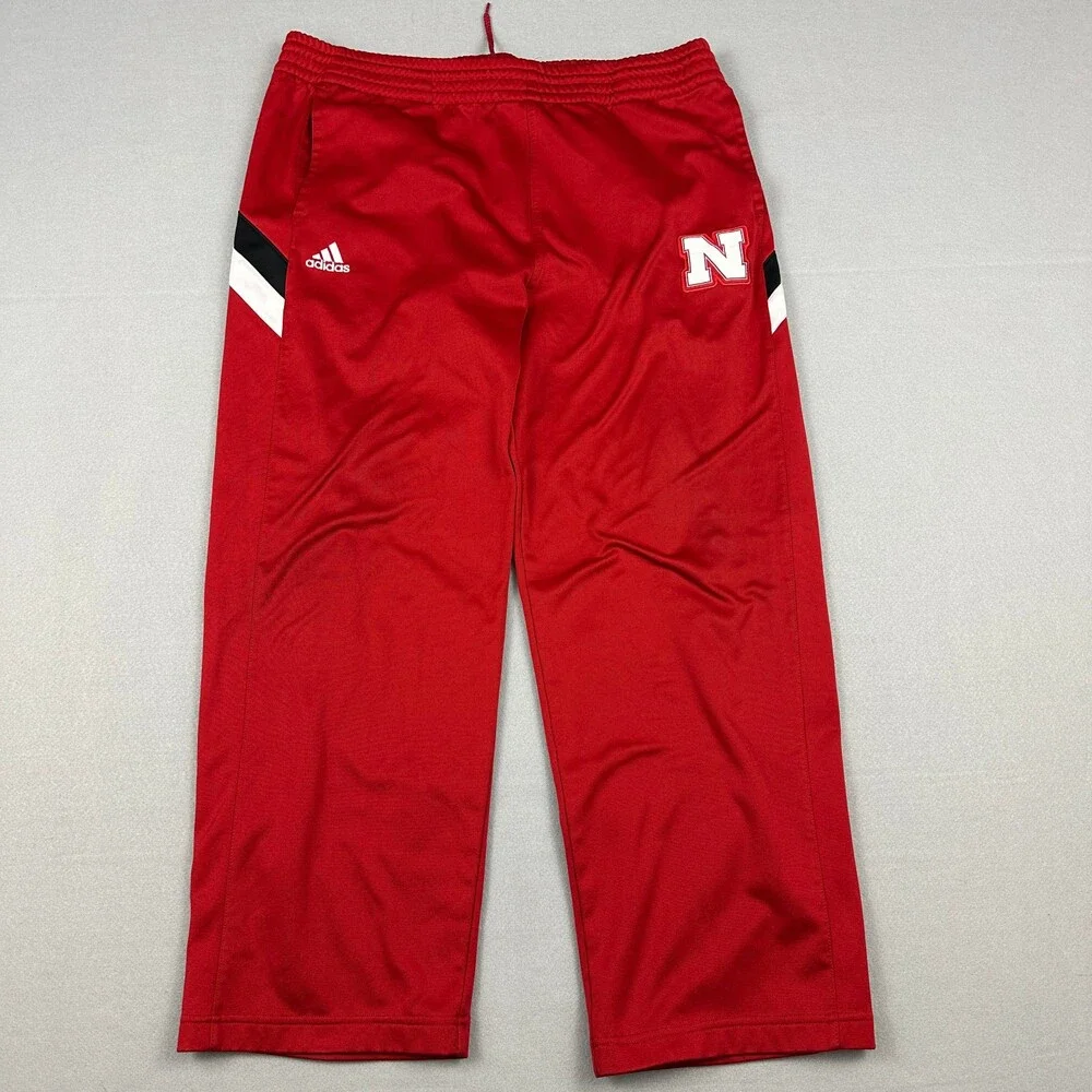 Nebraska Cornhuskers Pants Men 58 Large Red White Adidas NCAA Basketball L